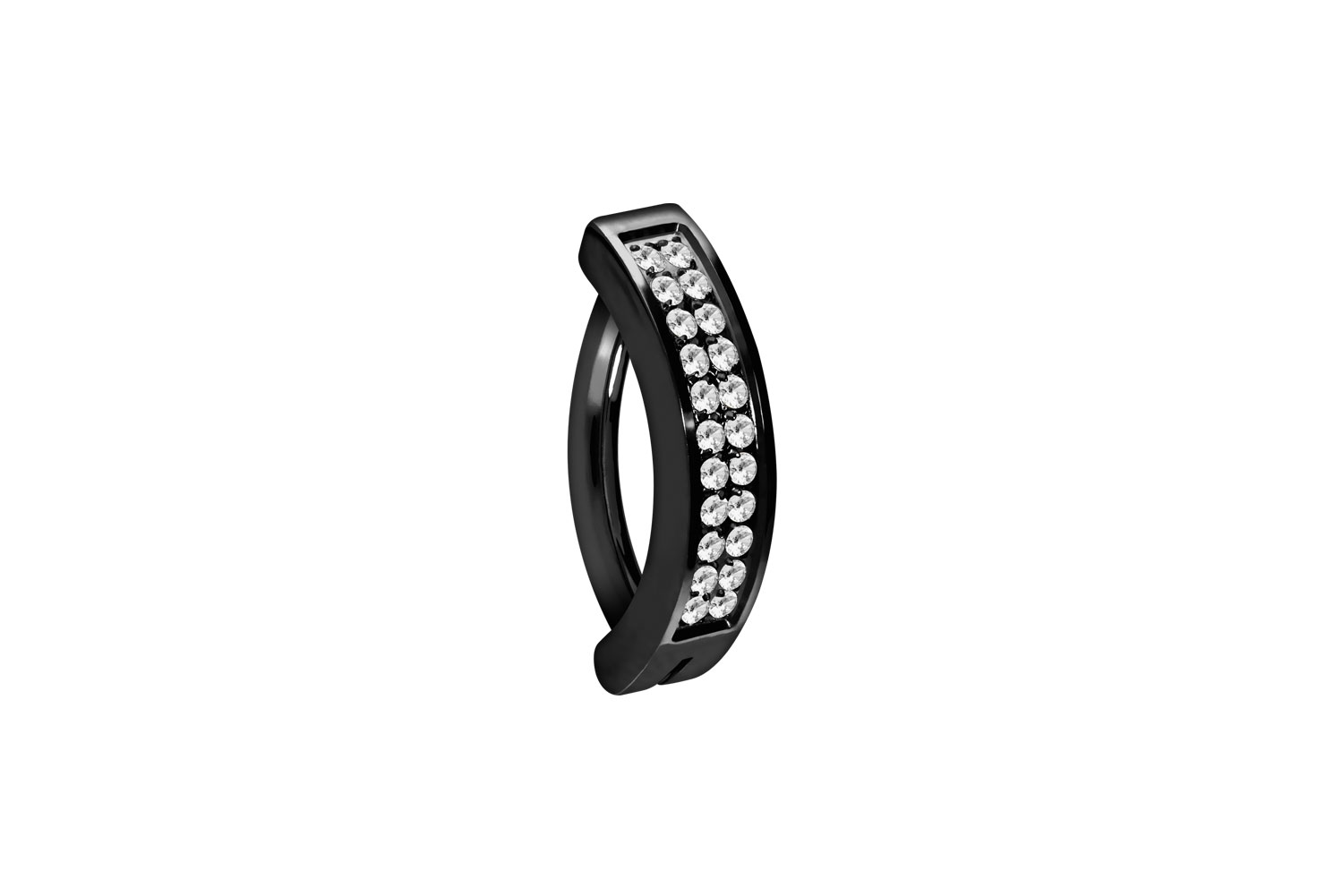 Titan Bauchnabelclicker Bauchnabelpiercing BOGEN + 2 EINGEFASSTE KRISTALLREIHEN
